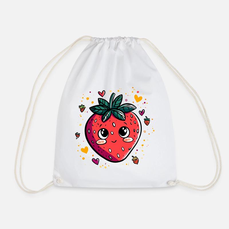 Kawaii Erdbeere - Turnbeutel - Weiß