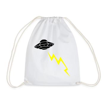 UFO Invasion Lightning Attack Alien Vector - Drawstring Bag - white - Front