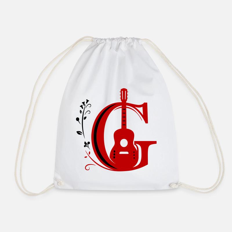 Initial c with guitar - Drawstring Bag - white