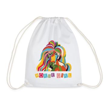 Horse Girl – Colorful Horse Pop Art Design - Drawstring Bag - white - Front