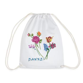 Danke mit einem Blumenstrauß  - Turnbeutel - Weiß - Vorne