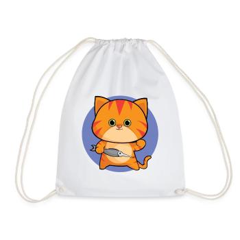 Chat tigré amical aux yeux verts - Sac de sport léger - blanc - Devant