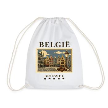 Belgien Brüssel Vintage Reisemarke - Turnbeutel - Weiß - Vorne