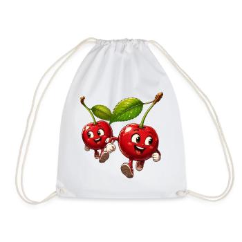 Running cherries - Drawstring Bag - white - Front