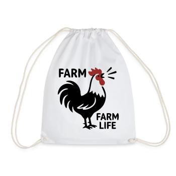 Rooster Farm Life Logo - Drawstring Bag - white - Front
