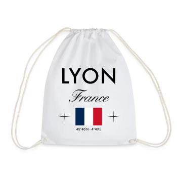 Lyon Frankreich Koordinaten Reise Souvenir - Turnbeutel - Weiß - Vorne