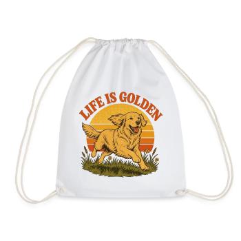 Life is golden with Golden Retriever - Drawstring Bag - white - Front