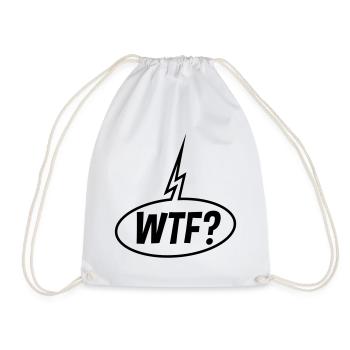WTF Speech Bubble (Question Mark / Black) - Drawstring Bag - white - Front