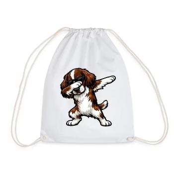 Dabbing English Springer Spaniel - Drawstring Bag - white - Front