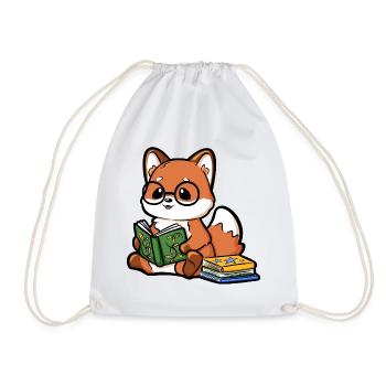 Renard lecteur avec des lunettes et des livres - Sac de sport léger - blanc - Devant