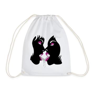 fluffy girls - Drawstring Bag - white - Front