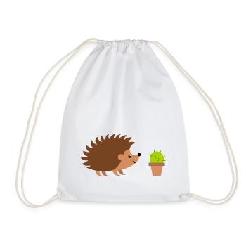 Igel mit Kaktus - Turnbeutel - Weiß - Vorne