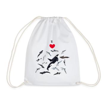 I love dolphins - I love dolphins - Dauphins - Drawstring Bag - white - Front