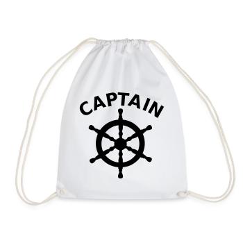 Captain Nautical Ship's Wheel - Drawstring Bag - white - Front