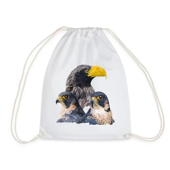 Giant Pigargo and Peregrine Falcon - Drawstring Bag - white - Front