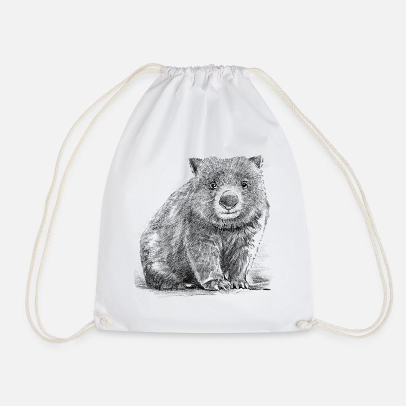 Wombat Realistic Handrawn - Turnbeutel - Weiß