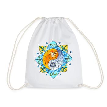 Katze Hund niedlich Yin Yang Symbol Mandala - Turnbeutel - Weiß - Vorne