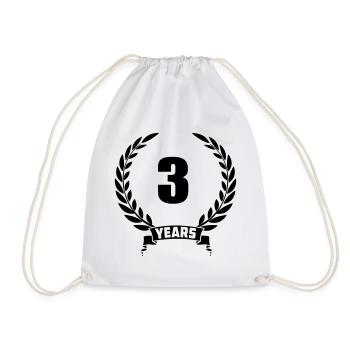 Lauwerkrans 3 years with number and banner year - Drawstring Bag - white - Front