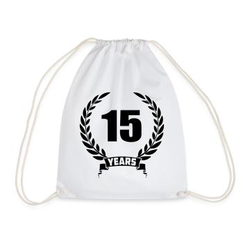 Lauwerkrans 15 ans avec numéro et année de bannière - Sac de sport léger - blanc - Devant
