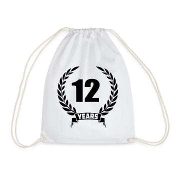 Lauwerkrans 12 ans avec numéro et année de bannière - Sac de sport léger - blanc - Devant