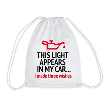 Funny Car Mechanic Saying Oil Lamp Warning Light W - Drawstring Bag - white - Front