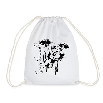 GREYHOUND Portrait Greyhound Greyhounds Wilsigns - Drawstring Bag - white - Front