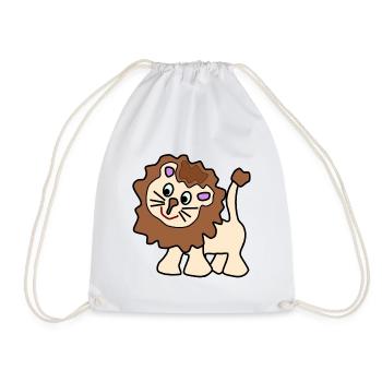 Cute funny brown lion - Drawstring Bag - white - Front