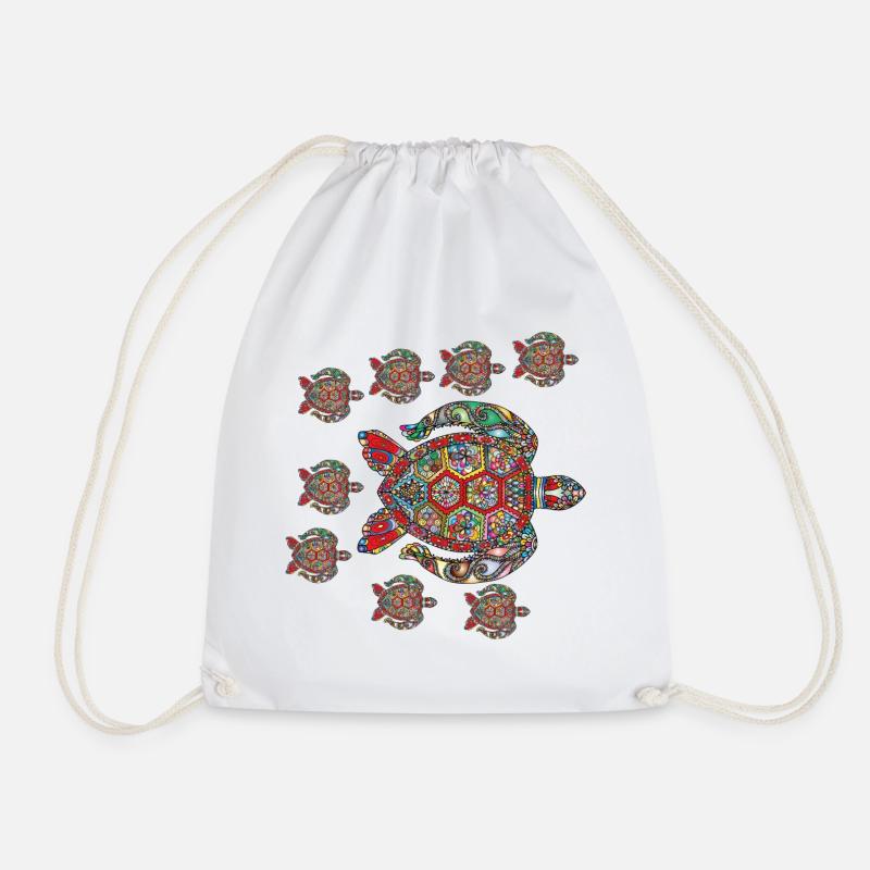 Multicolored turtle - Drawstring Bag - white