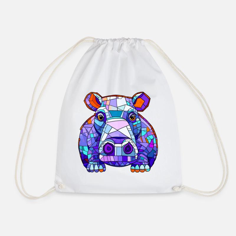 Hippopotamus Hippo - Drawstring Bag - white