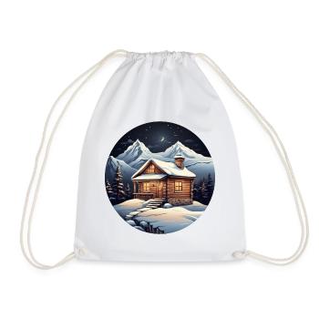 Verschneite Hütte - Turnbeutel - Weiß - Vorne