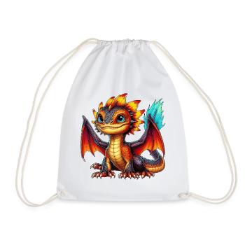 Drache - Turnbeutel - Weiß - Vorne