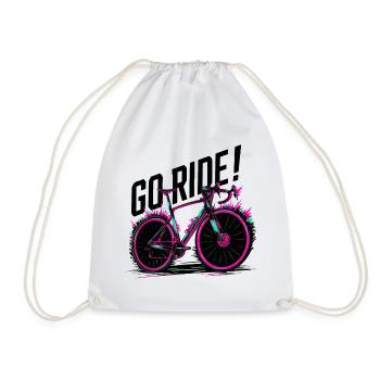Neon Cycling Adventure Illustration - Drawstring Bag - white - Front