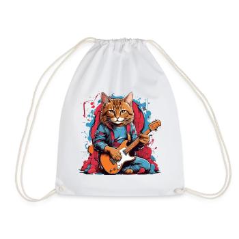 Chat avec guitare - Sac de sport léger - blanc - Devant