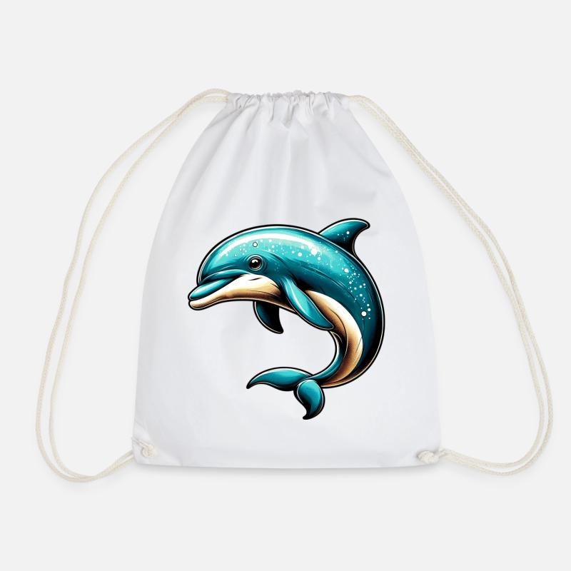 Dolphin - Drawstring Bag - white