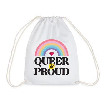 LGBT Pride Month - Queer and Proud - Drawstring Bag - white - Front