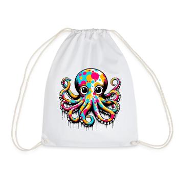 Octopus - Drawstring Bag - white - Front