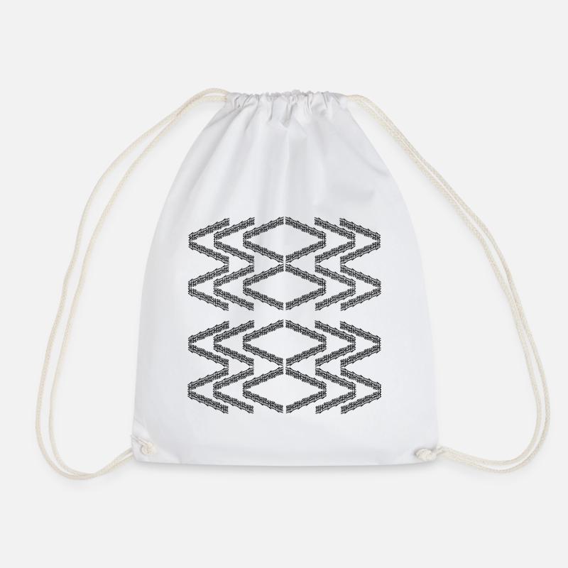 Zigzag pattern - Drawstring Bag - white