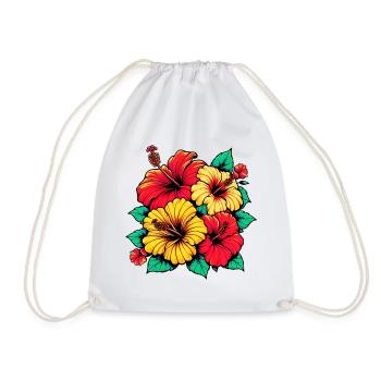 Hibiskusblüten - Turnbeutel - Weiß - Vorne