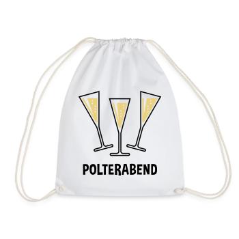 Polterabend (JGA / Sektgläser / Trichter Zu / 2C) - Turnbeutel - Weiß - Vorne