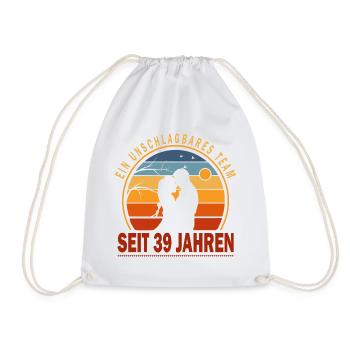 39 Years Relationship Gift Husband Wife - Drawstring Bag - white - Front