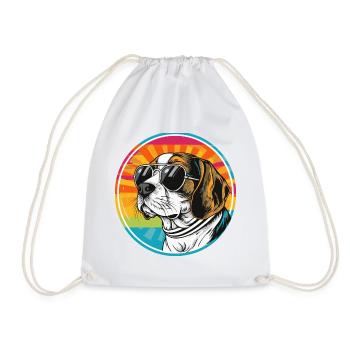 Summer dog with sunglasses - Drawstring Bag - white - Front