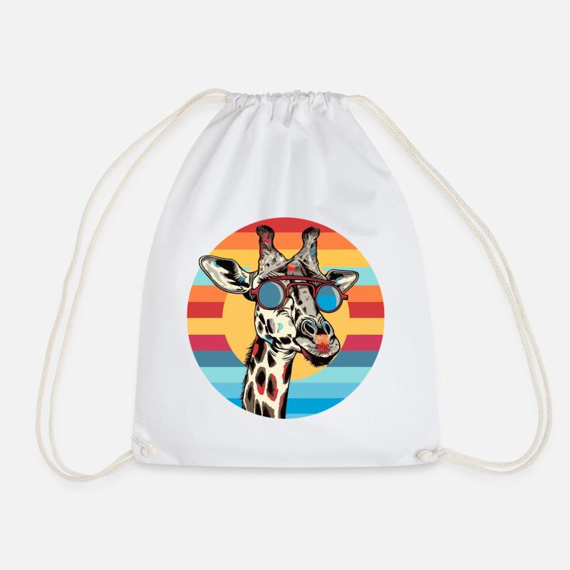 Image de girafe avec des lunettes de soleil - Sac de sport léger - blanc