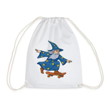 Starry Wizard Skateboard - Turnbeutel - Weiß - Vorne