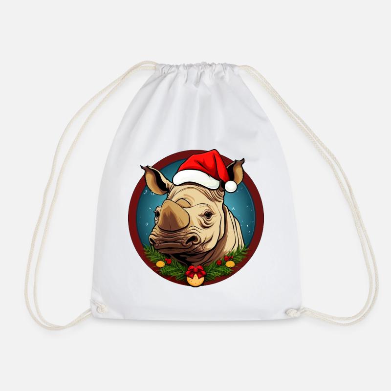 Rhinos Christmas - Drawstring Bag - white