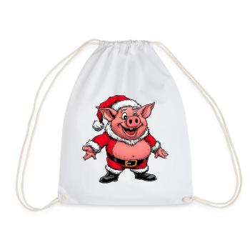 Piggy Santa Claus - Drawstring Bag - white - Front