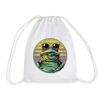 Grenouille avec des lunettes de soleil rétro - Sac de sport léger - blanc - Devant