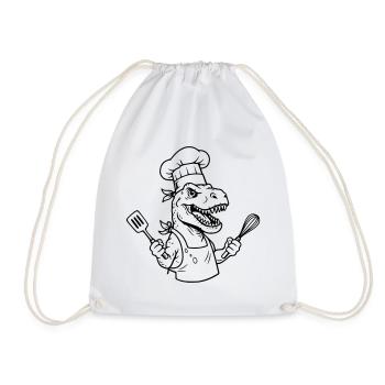 T-rex Cook - Drawstring Bag - white - Front