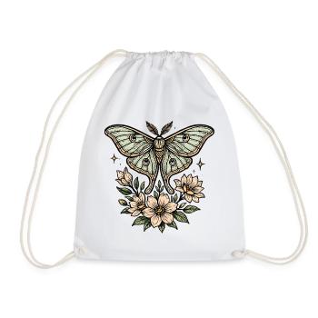 Papillon de nuit avec bouquet de fleurs - Sac de sport léger - blanc - Devant