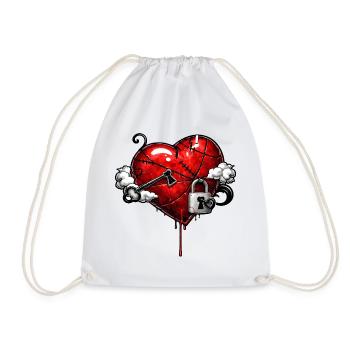 Scarred heart with lock - Drawstring Bag - white - Front