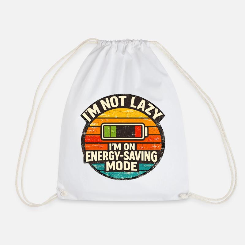 Energy Saving Mode Humor - Drawstring Bag - white